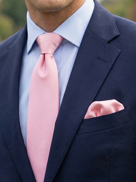 Lyserød satinslips & lommeklud