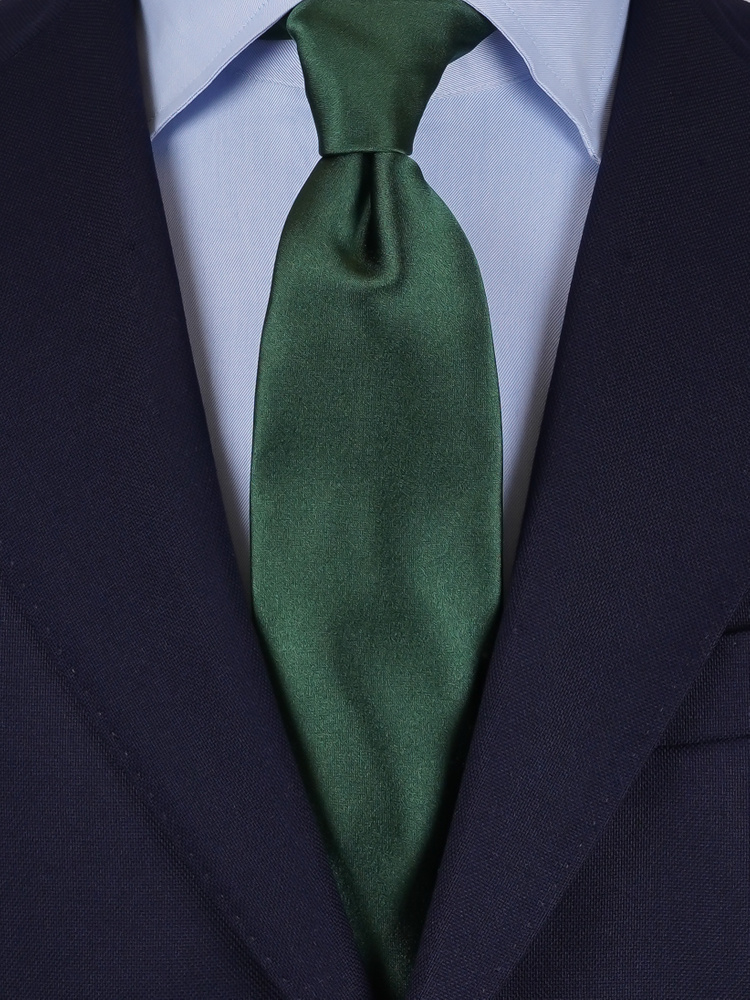 Mörkgrön satinslips & näsduk