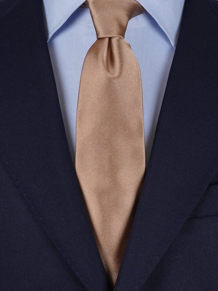 Khaki brown satin tie & hanky