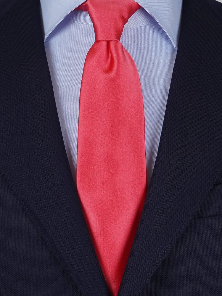 Κοραλλί σατέν γραβάτα και μαντήλι