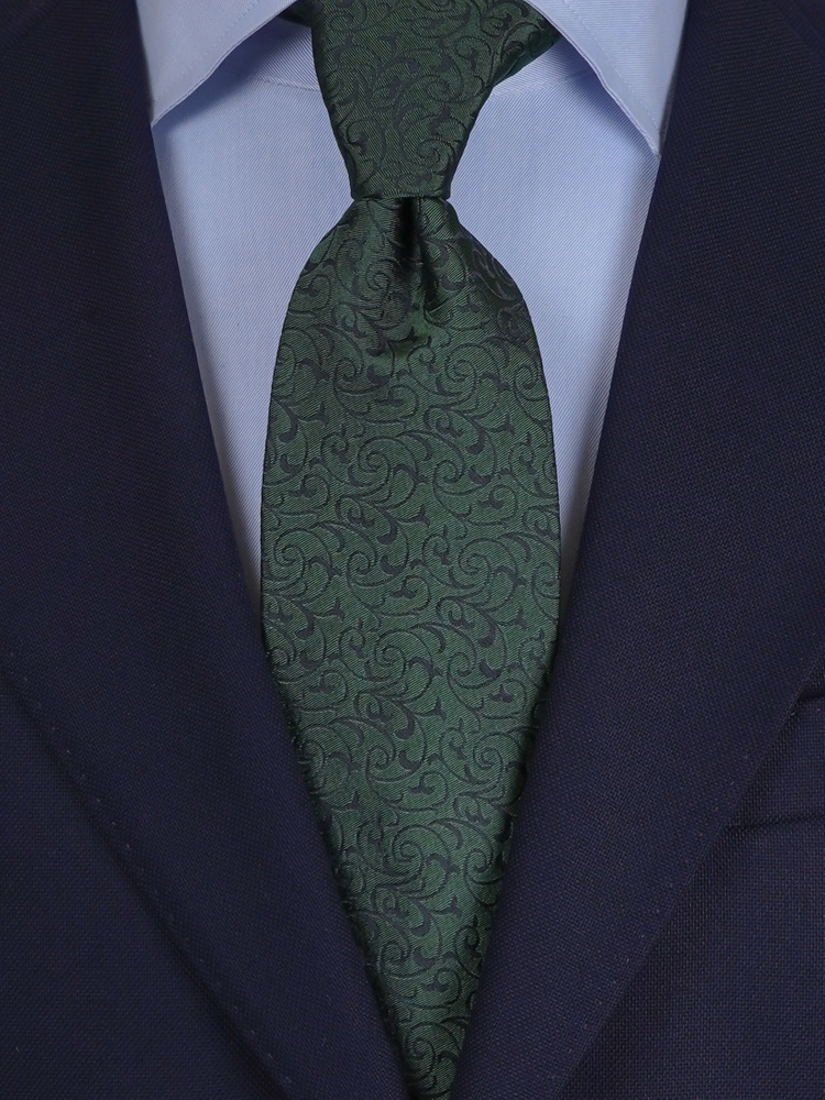 Dark green silk tie & hanky Lusso