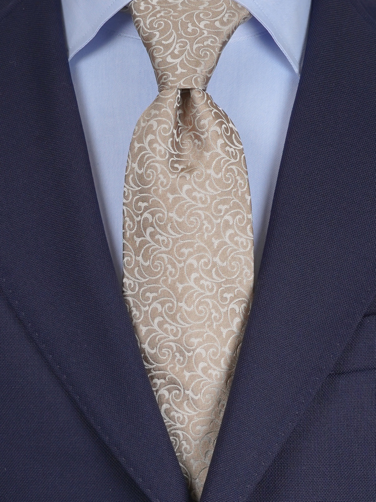 Aranybézs selyem nyakkendő díszzsebkendővel