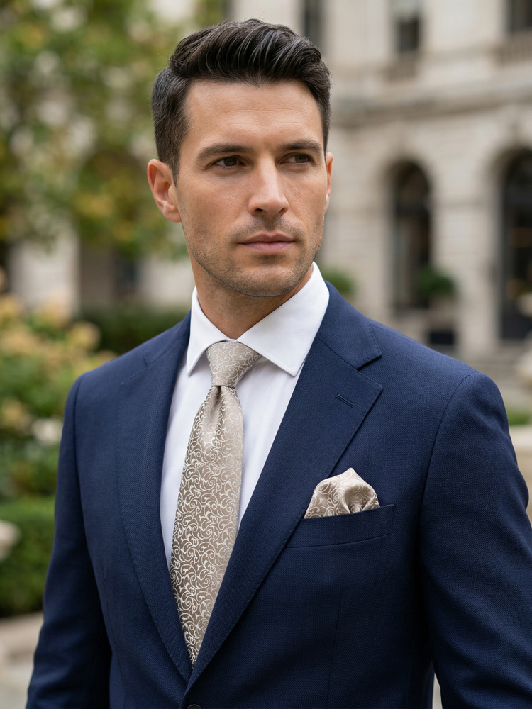 Guldbeige sidenslips & näsduk Lusso