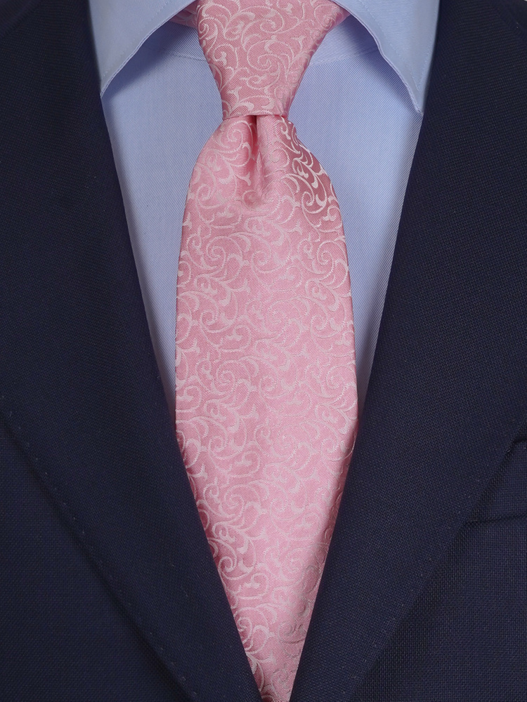 Světle růžový hedvábná kravata set s kapesníčkem