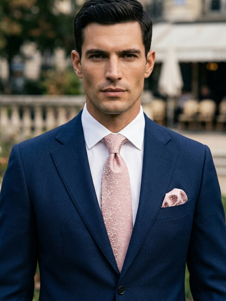 Gammalrosa sidenslips & näsduk Lusso