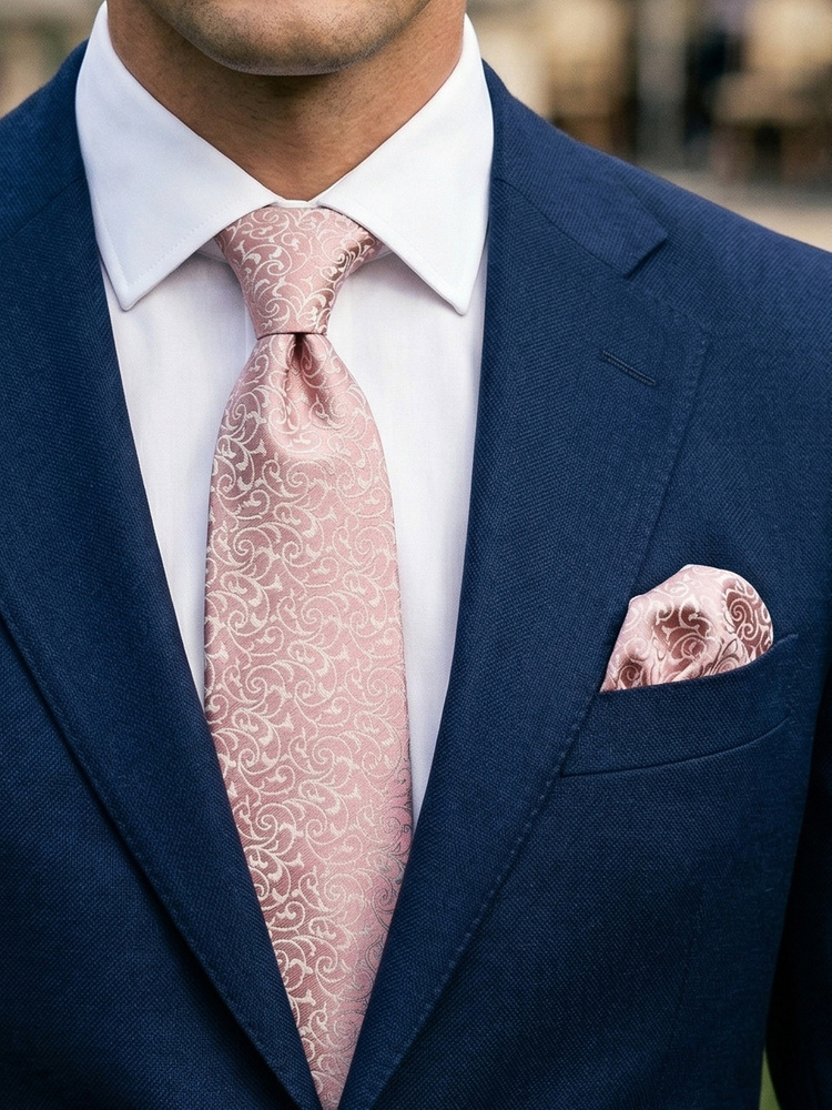 Gammalrosa sidenslips & näsduk Lusso