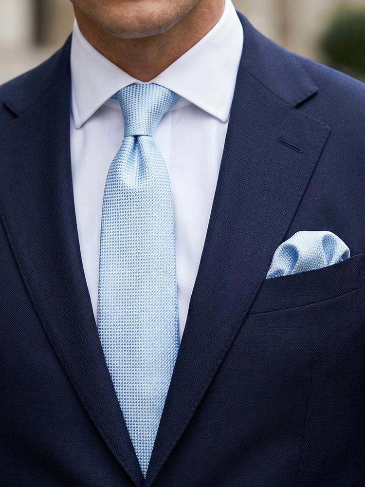 Ljusblå grenadinslips & näsduk