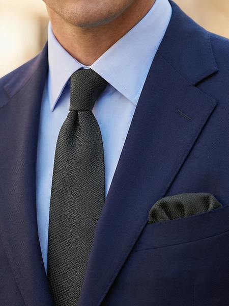 Black grenadine tie & hanky