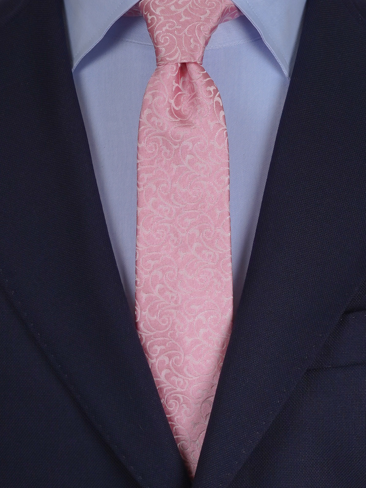 Světle růžový úzká hedvábná kravata set s kapesníčkem