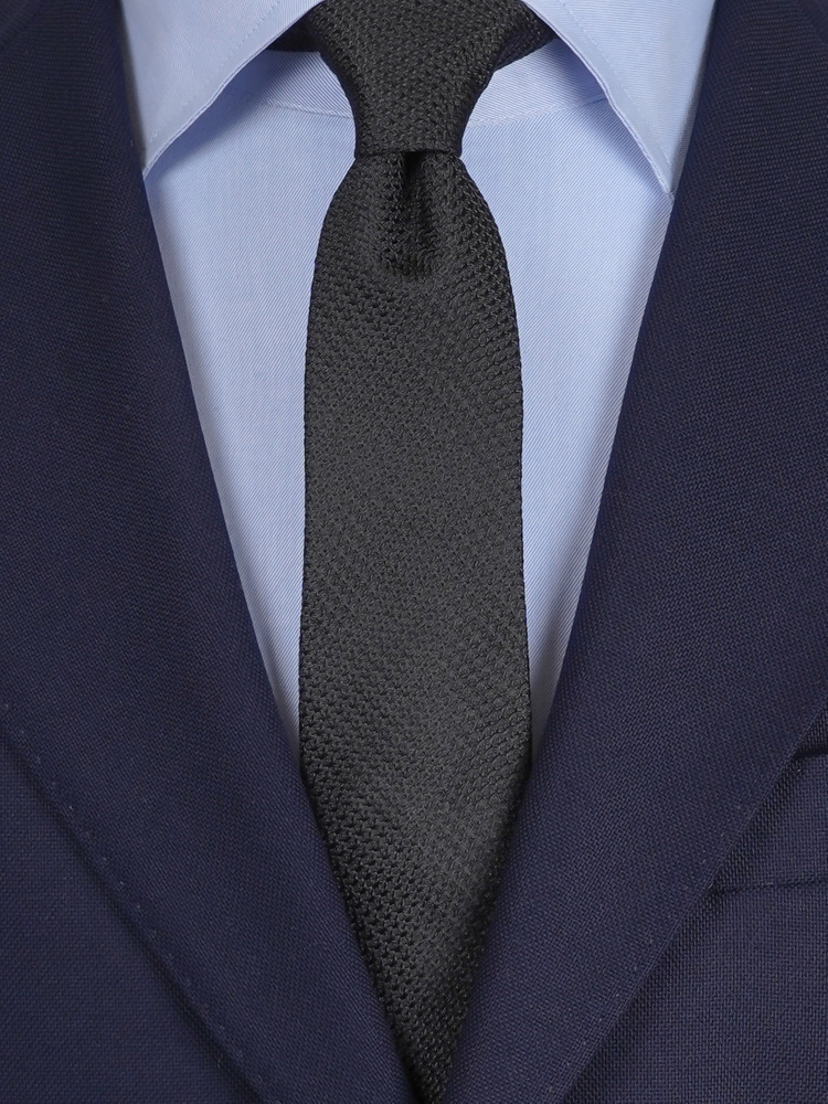 Svart smal grenadinslips & näsduk