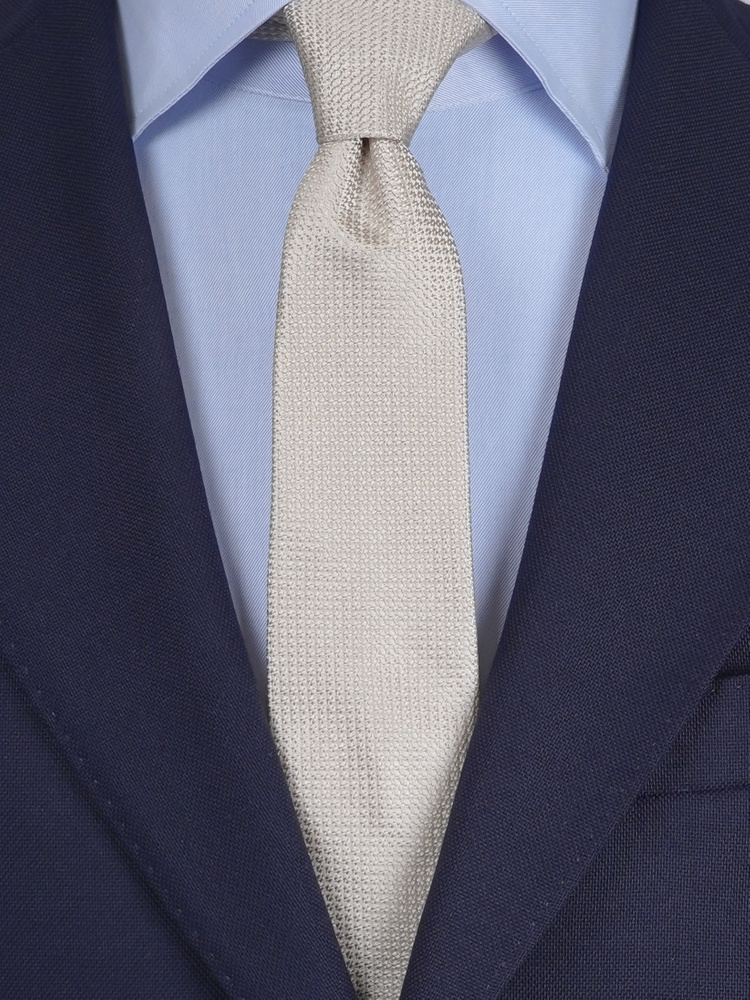 Beige smal grenadinslips & näsduk