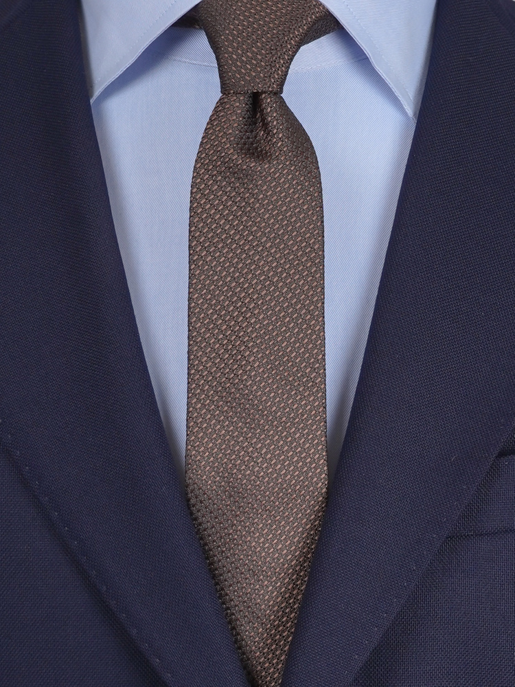 Mörkbrun smal grenadinslips & näsduk