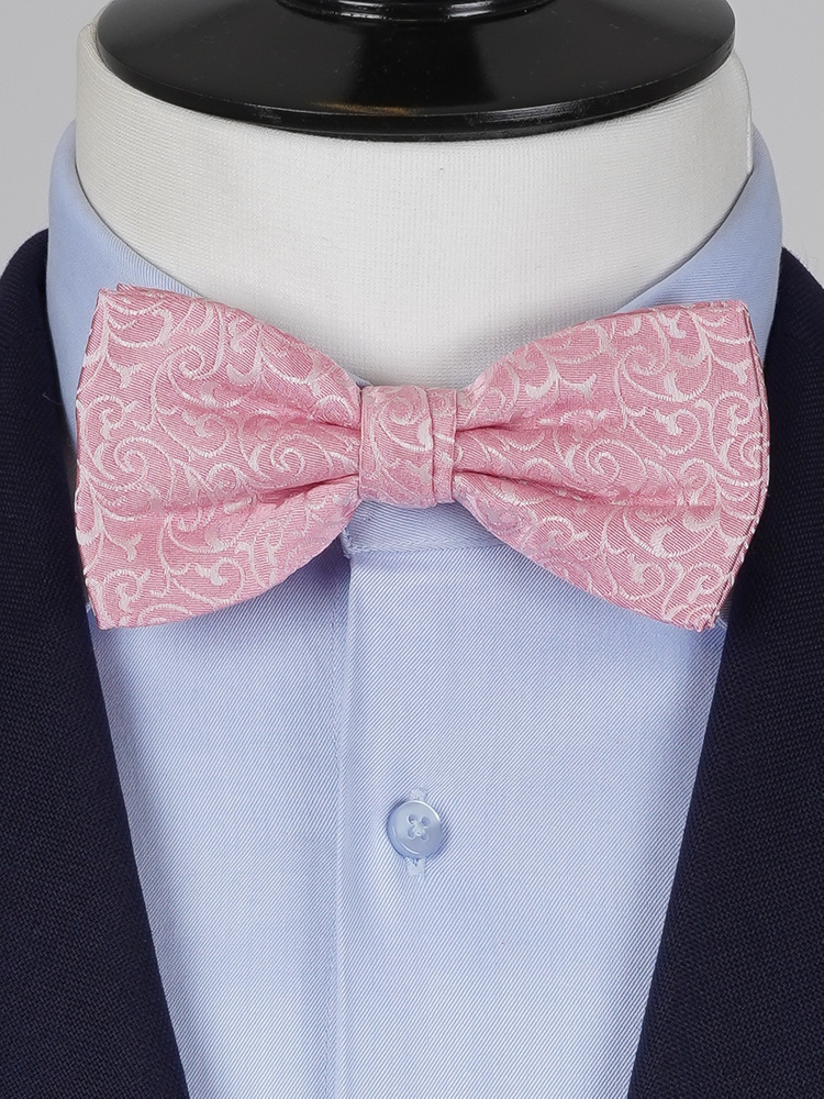 Světle růžový hedvábný motýlek set s kapesníčkem