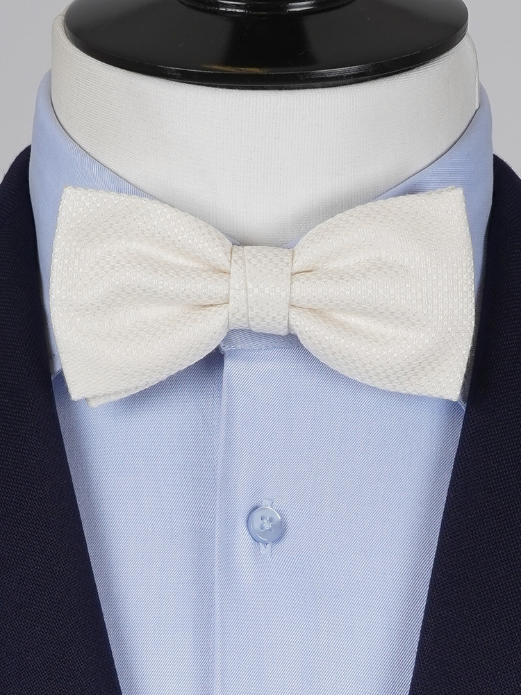 Kościana biel muszka jedwabna kaszmirowa zestaw z poszetką