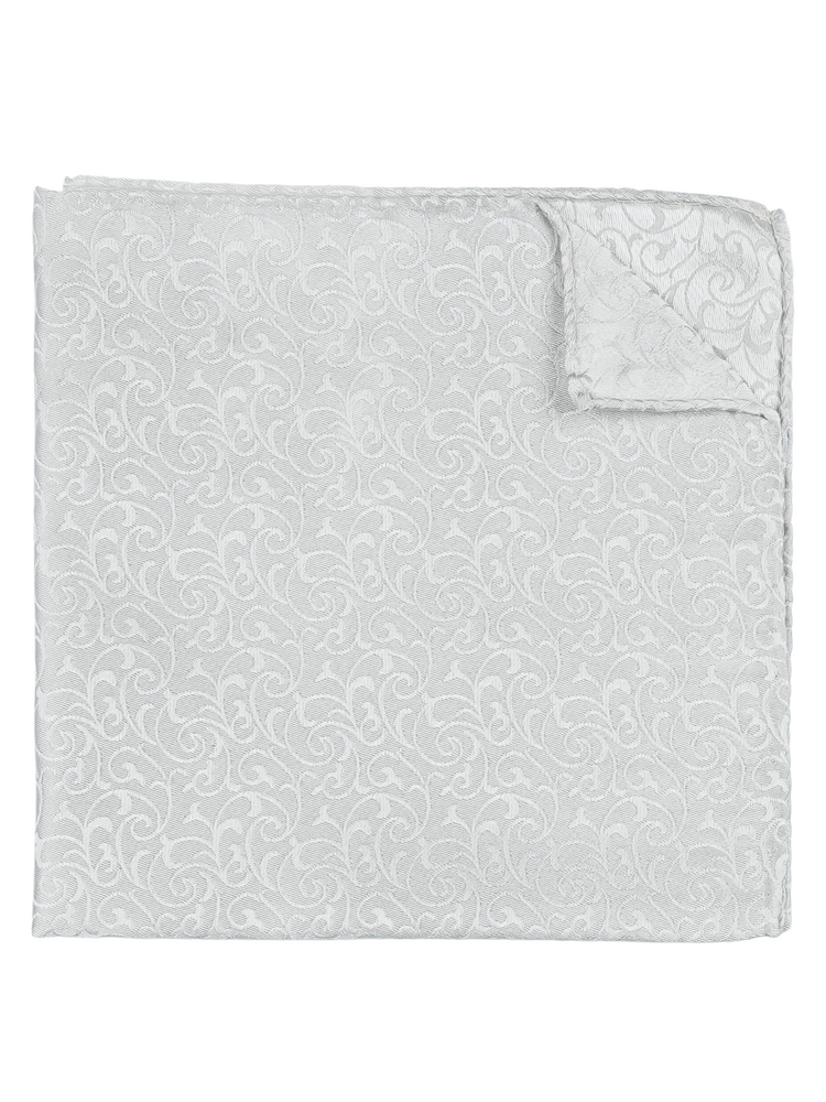 Vaalea hopea solmittava silkkirusetti & taskuliina