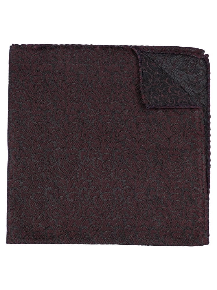 Burgundinpunainen solmittava silkkirusetti & taskuliina