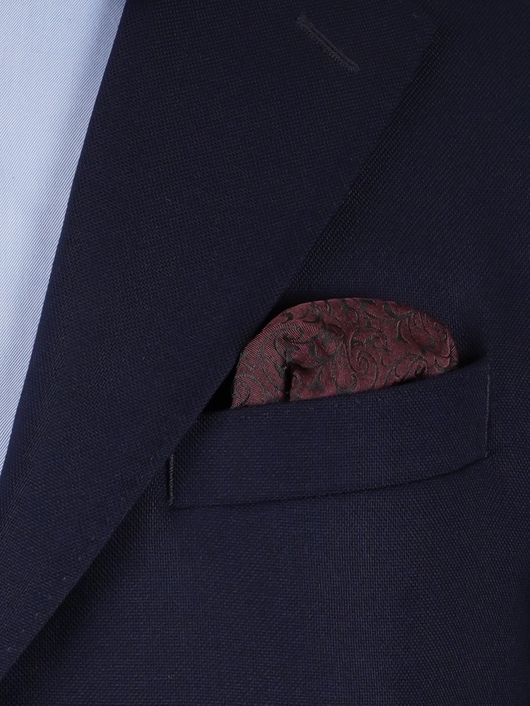 Burgundinpunainen solmittava silkkirusetti & taskuliina