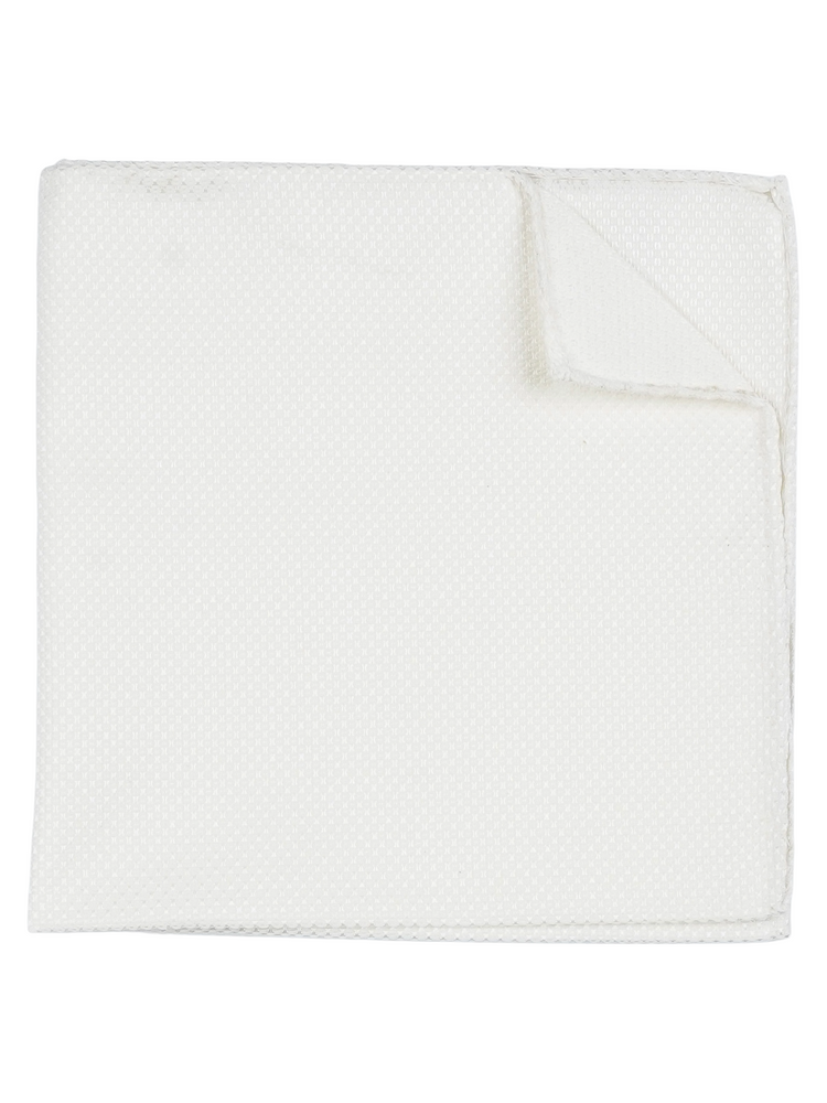 Papillon da annodare in seta bianco avorio & fazzoletto da taschino