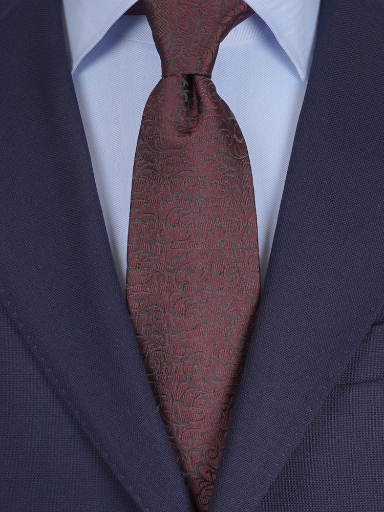 Vínový hedvábná kravata set s kapesníčkem