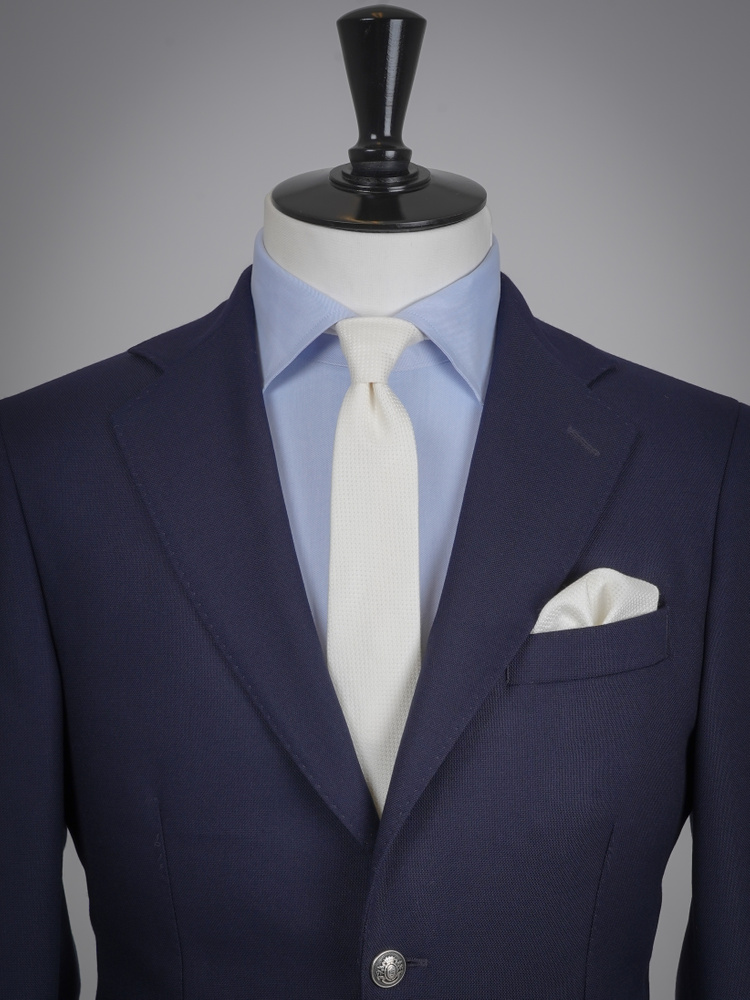 Krémová úzky kašmírová grenadínová kravata a vreckovka do saka