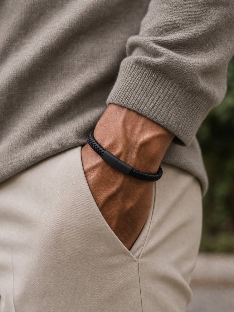 Svart Läderarmband Prestige