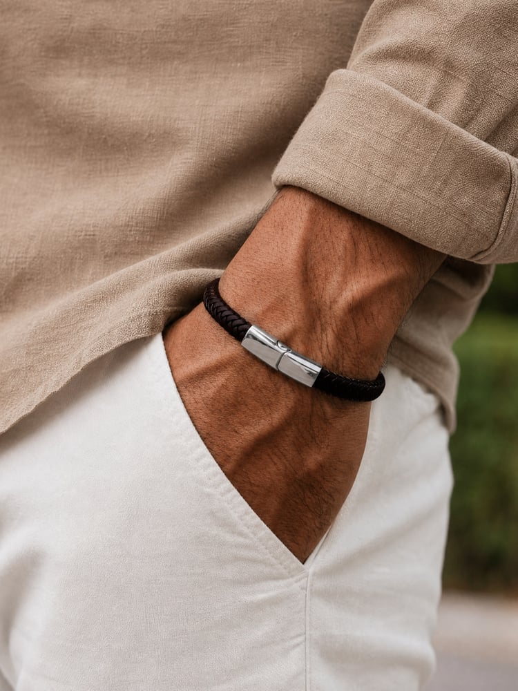 Mörkbrunt Läderarmband Prestige