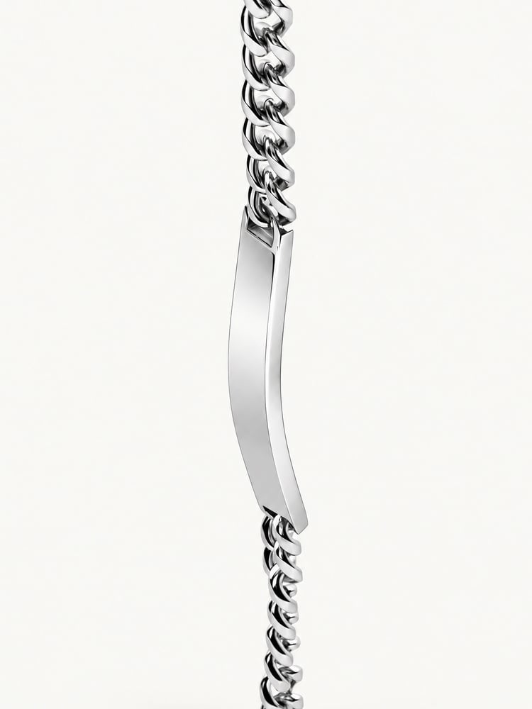 Plaque armbånd | Sølvfarvet rustfrit stål