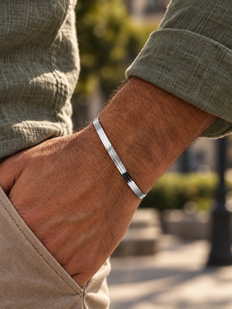 Armbånd bangle | Ridge cuff sølv