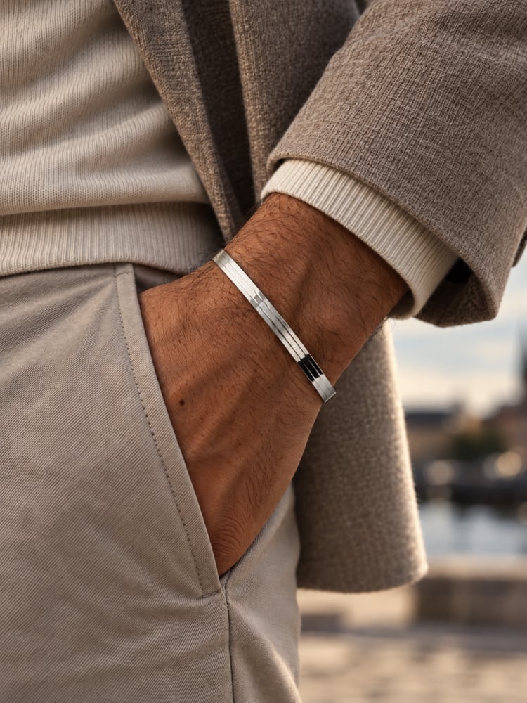 Armbånd bangle | Ridge cuff sølv