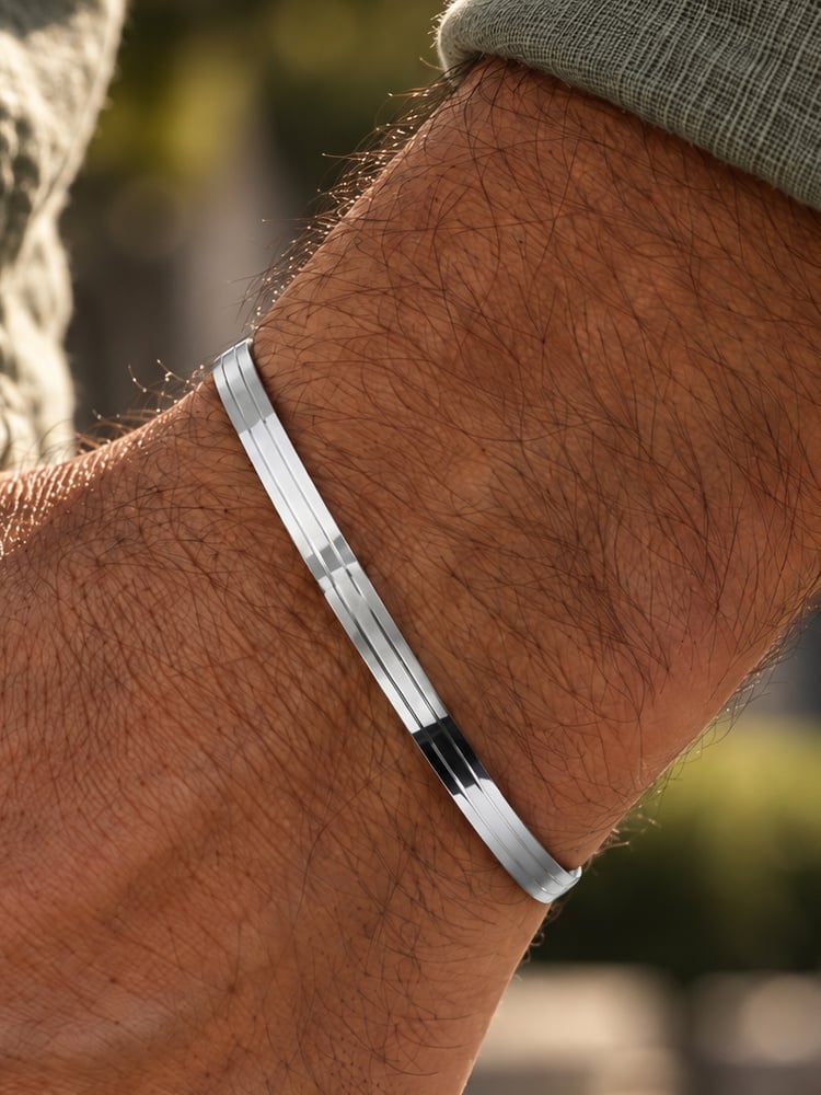 Armbånd bangle | Ridge cuff sølv