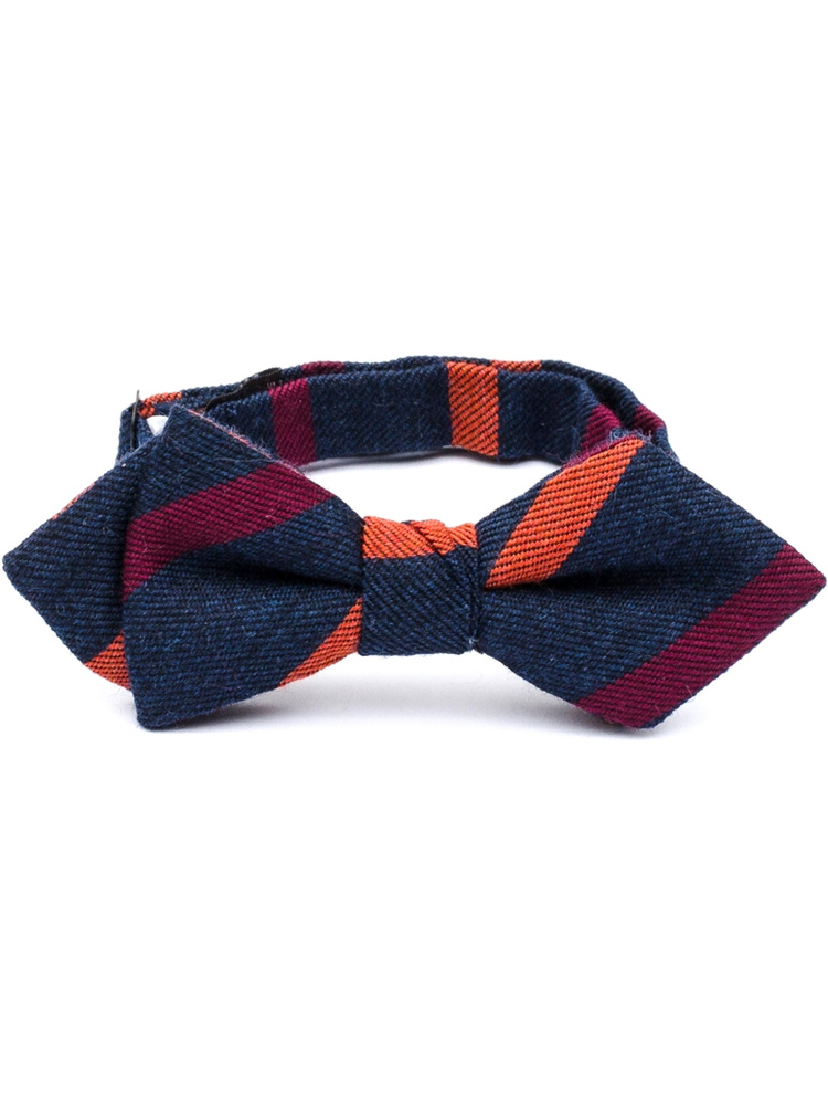 Navy striped diamond tip wool bow tie Buy online