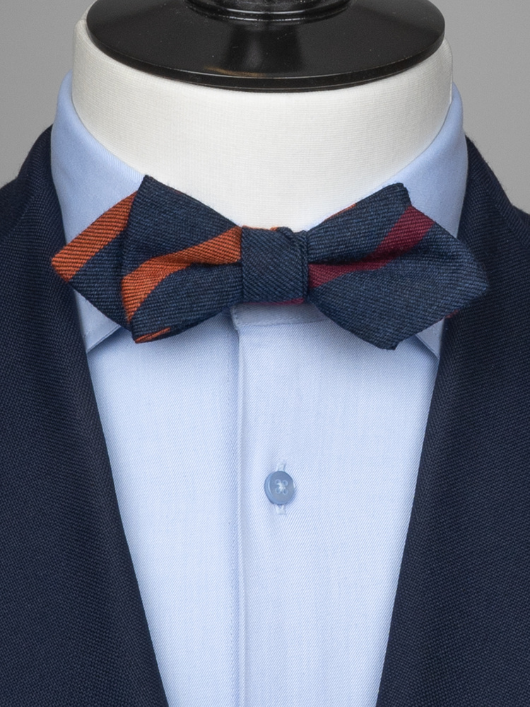 Navy striped diamond tip wool bow tie Buy online