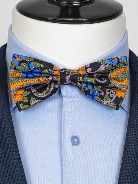 Black floral bow tie