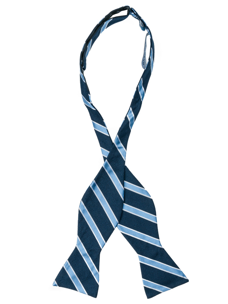 Self-tie navy striped bow tie