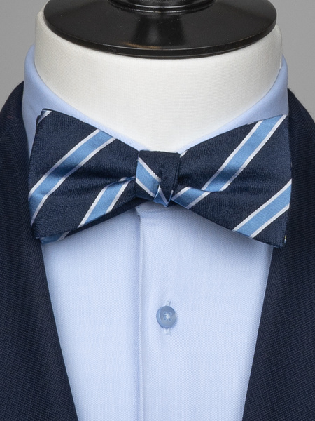 Self-tie navy striped bow tie