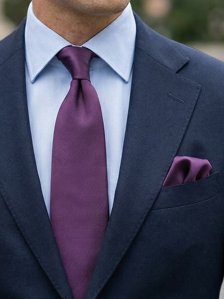 Dark purple tie & hanky