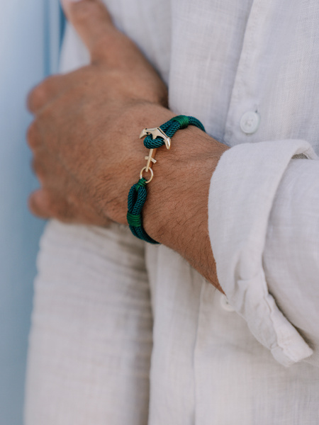 Forest Green Bracelet Nautical Braid Gold