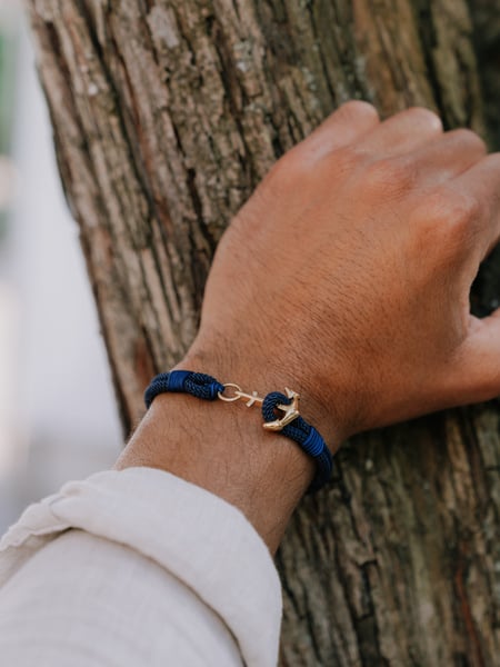 Midnight Blue Bracelet Nautical Braid Gold