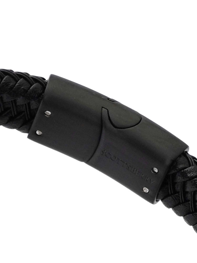 Schwarzes Lederarmband Braided Deluxe