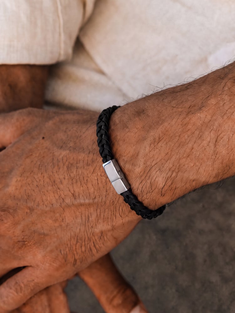 Sort Læderarmbånd William