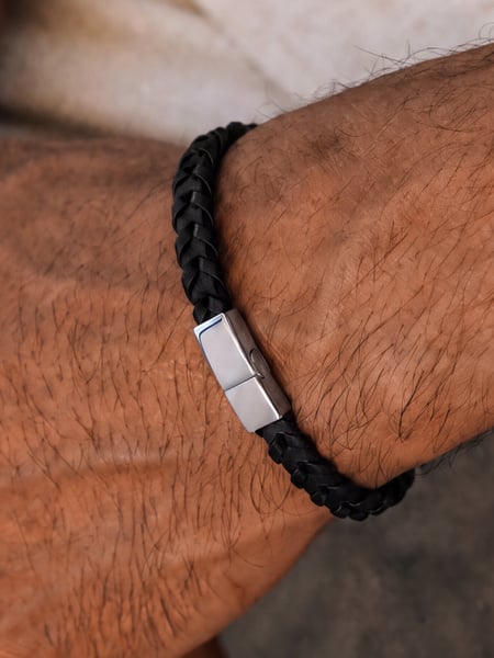 Black Leather Bracelet William