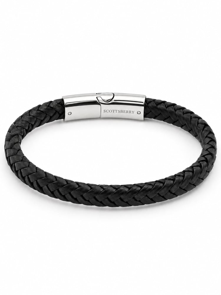 Pulsera de cuero negro Prestige