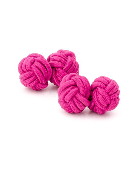 Gemelos nudos de seda rosa oscuro