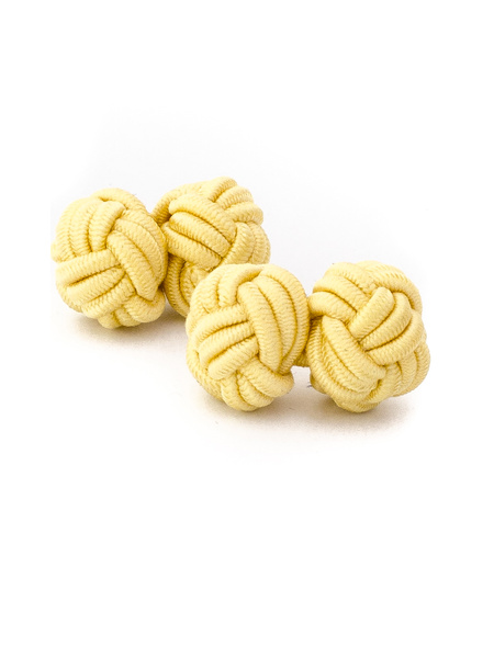 Gemelos nudos de seda amarillo claro