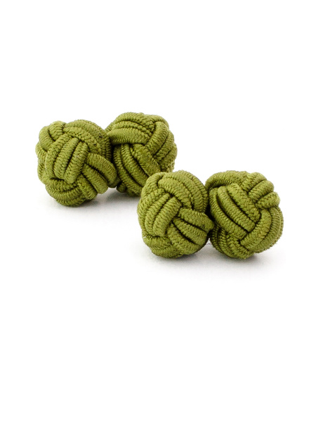 Gemelos nudos de seda verde lima