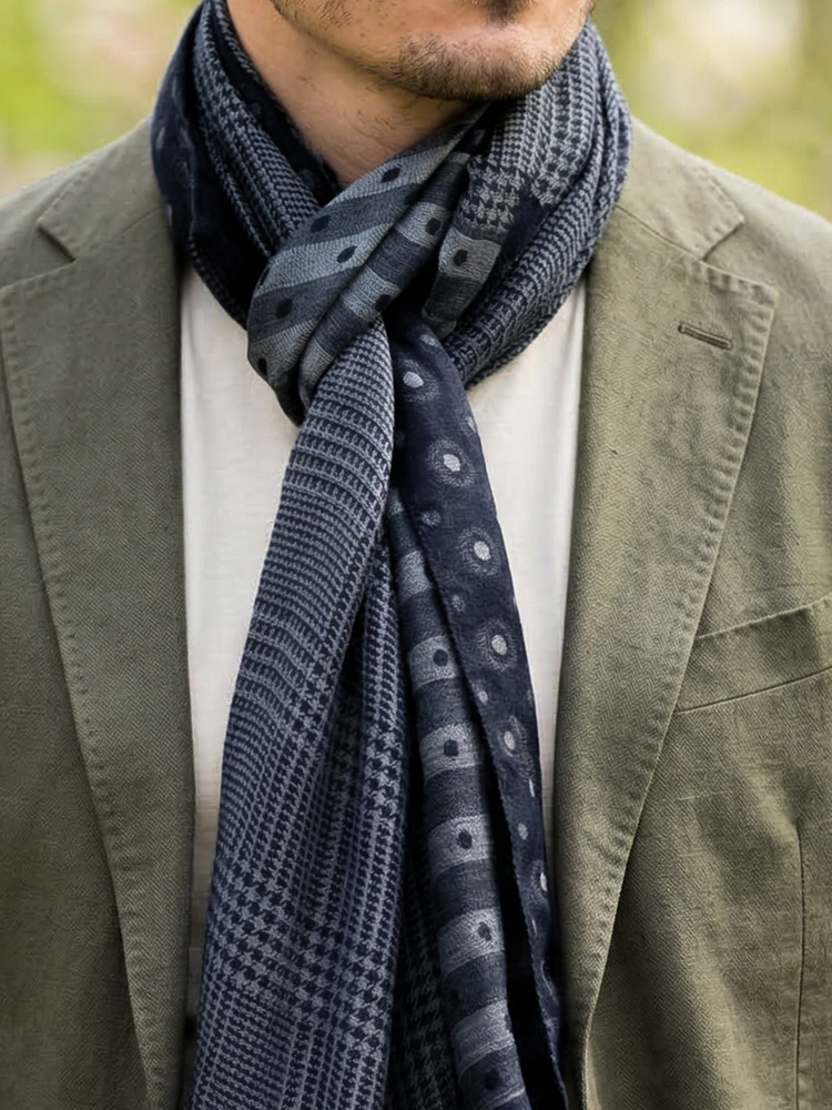 Black italian scarf in cotton and silk