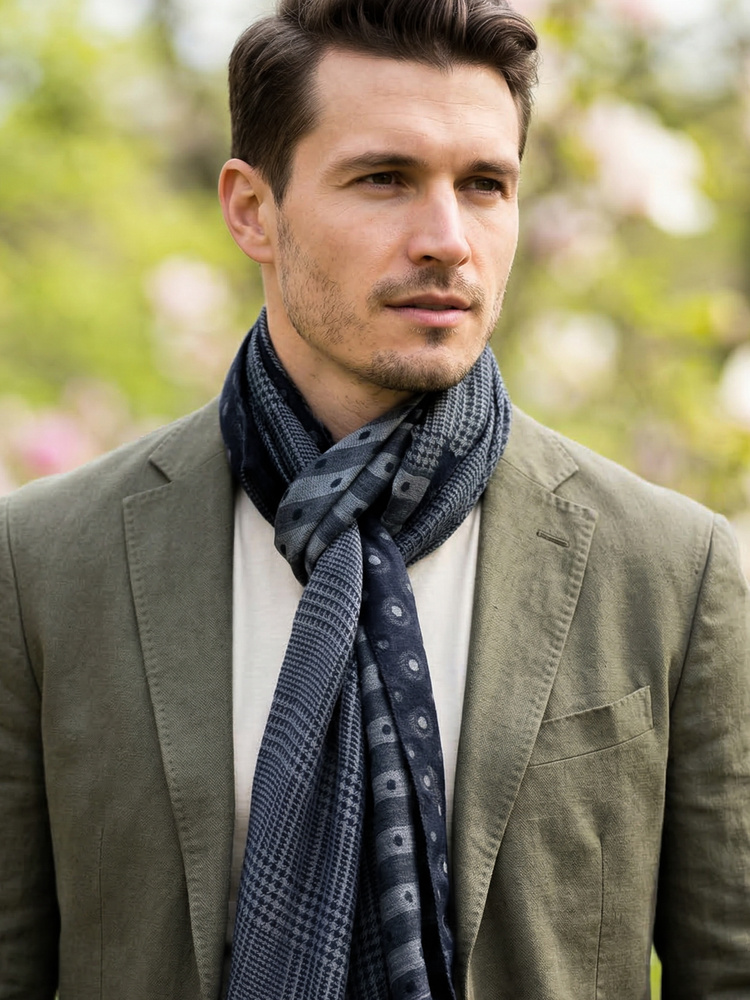 Black italian scarf in cotton and silk