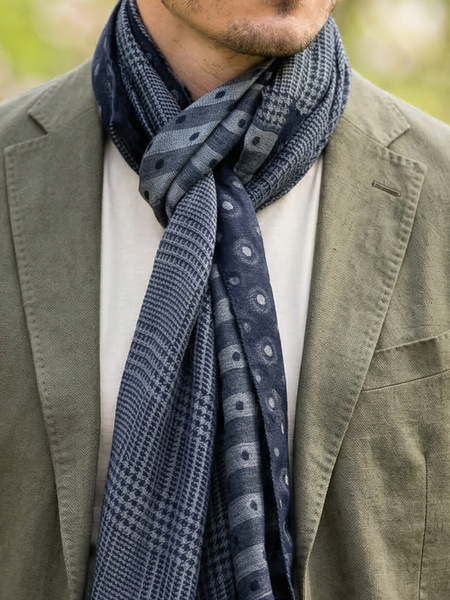 Sciarpa italiana nera in cotone e seta