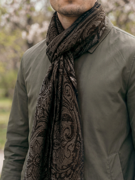 Italienischer Schal Calabria aus Baumwolle und Seide