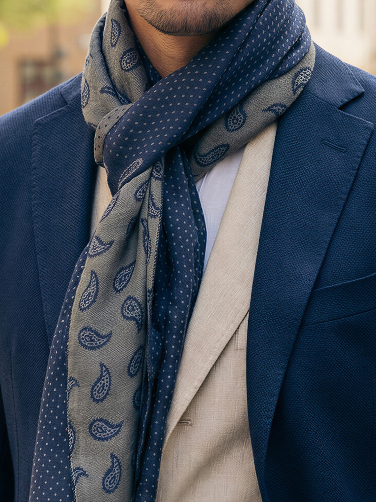 Italienischer Schal Trento aus Baumwolle und Seide